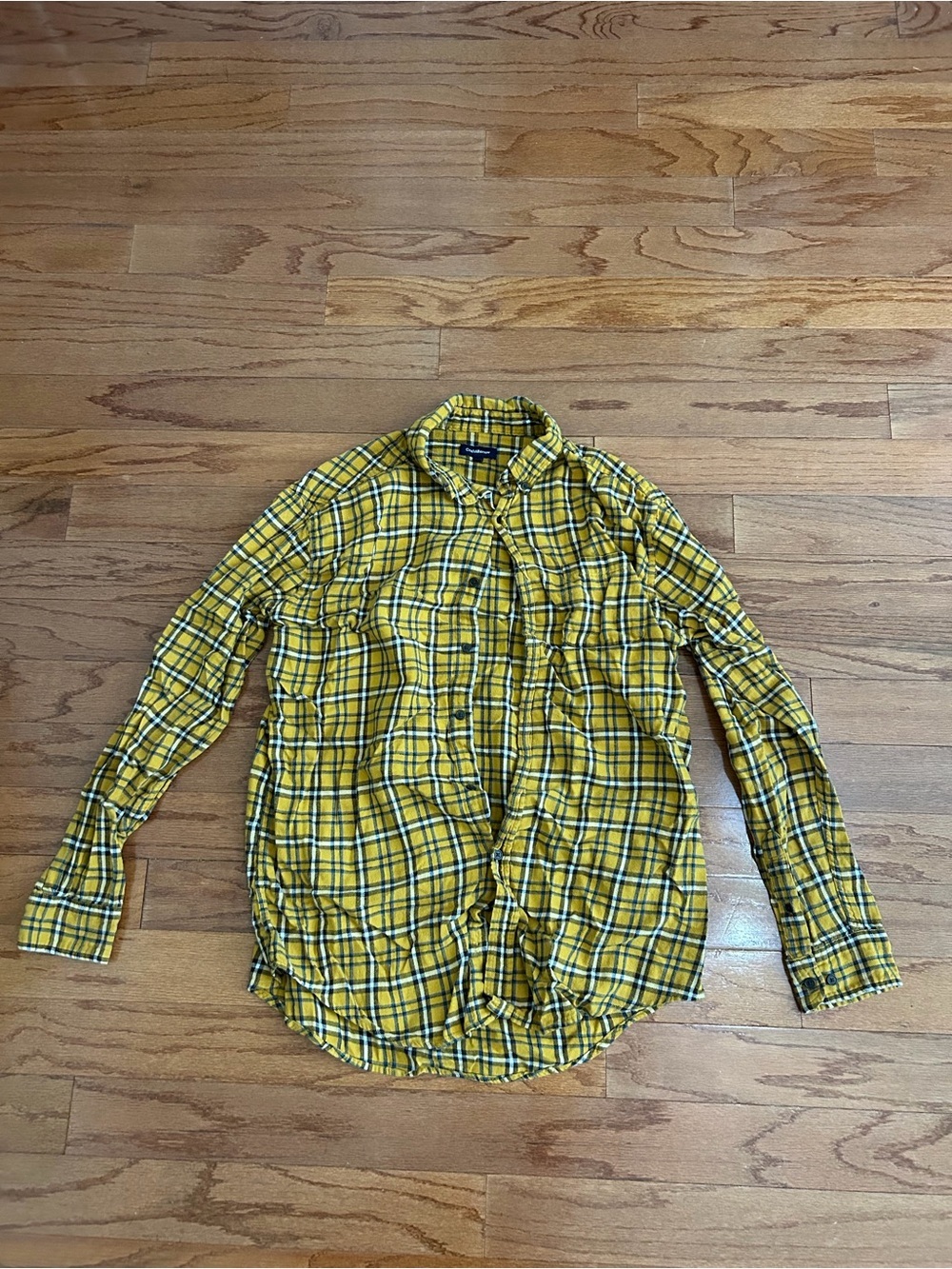 Croft & Barrow Yellow Plaid Button Down Flannel Shirt Men's Large - Picture 4 of 8